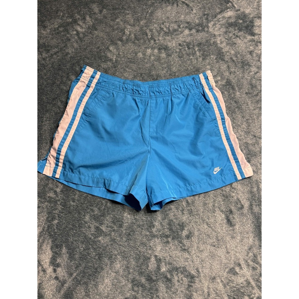 Nike Girls Shorts L 12-14 Athletic Blue Woven Polyester Running Shorts Stripe